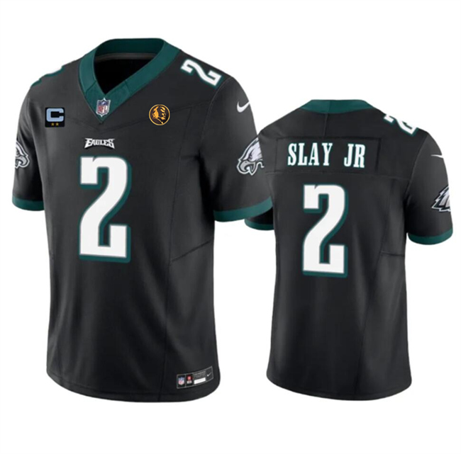 Men's Philadelphia Eagles #2 Darius Slay JR Black 2023 F.U.S.E. With 2-star C Patch And John Madden Patch Vapor Limited Football Stitched Jersey